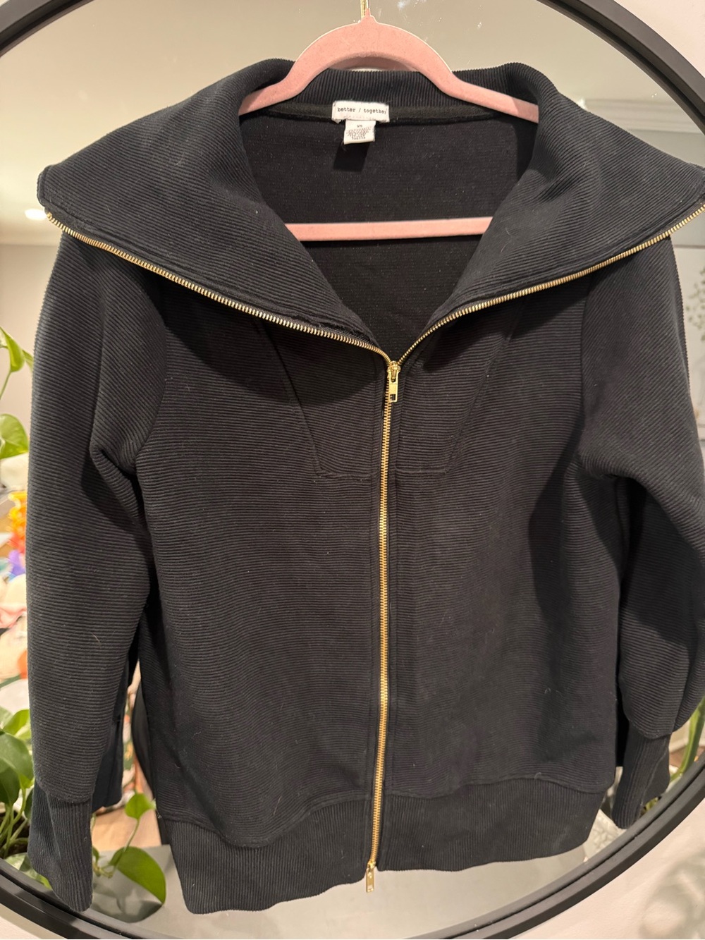 Black Zip-Front Funnel Collar Jacket like new